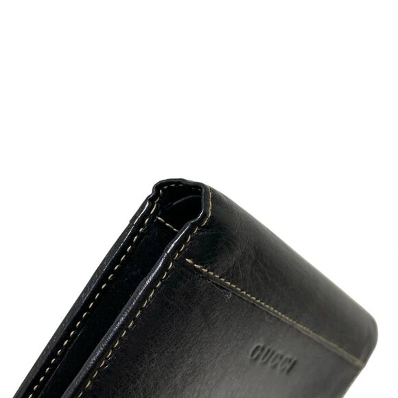 Auth GUCCI - Black Leather Bifold Wallet - Picture 5 of 6